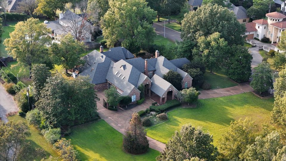 Aerial drone shot of a property